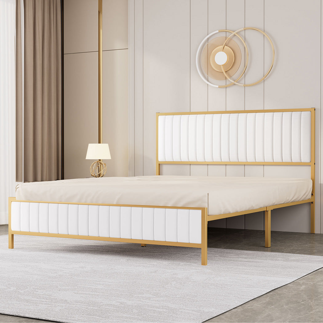 Levede Metal Bed Frame Under Bed Storage Double Beige-1894516794161500166