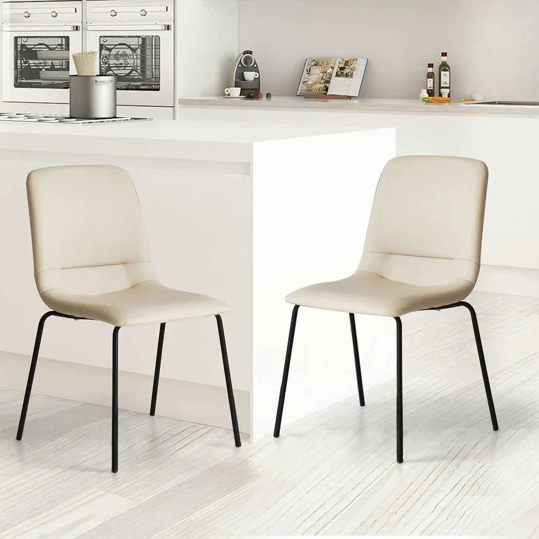 Levede Stackable Dining Chairs Kitchen Beige-2006733271492333574