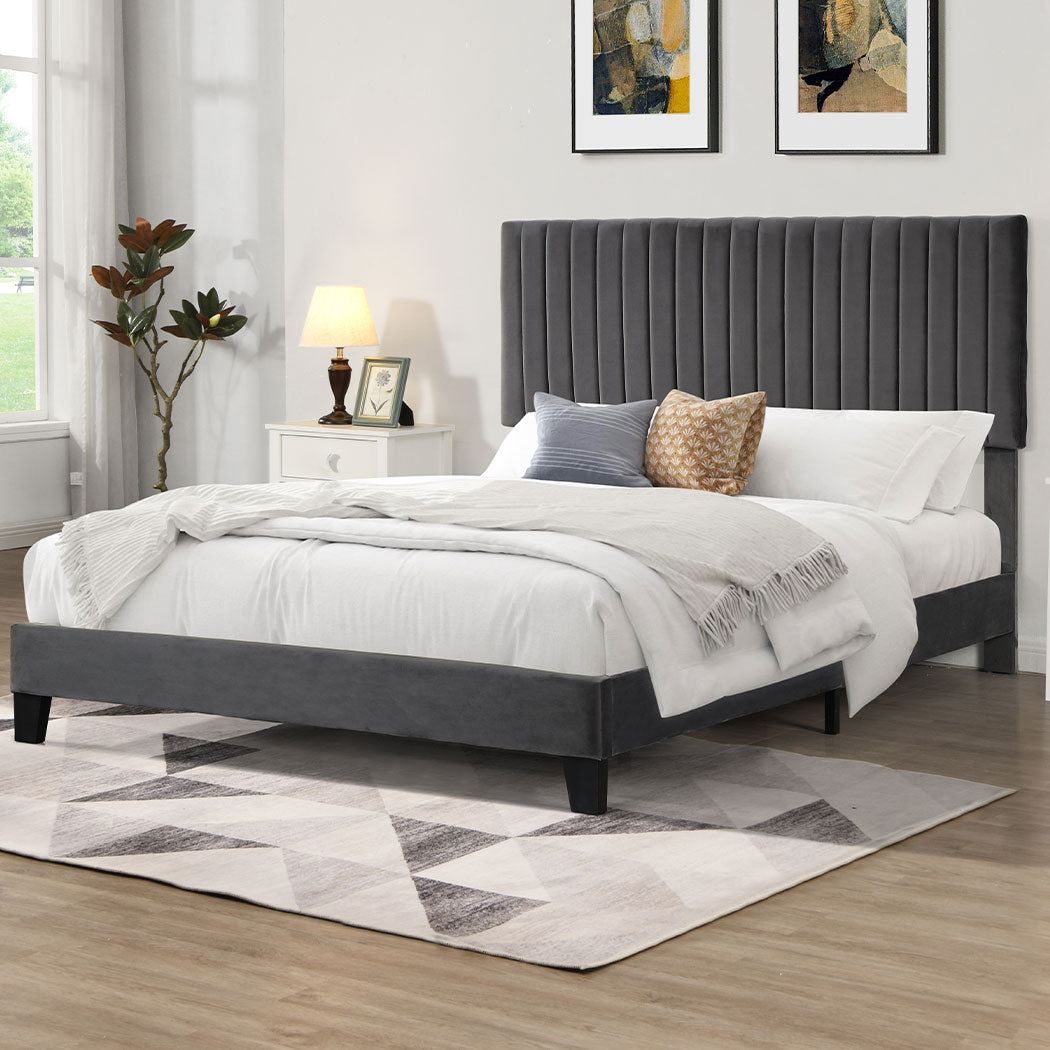 Levede Bed Frame Queen Size Mattress Grey-1942353318898700294