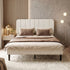 Levede Double Bed Frame Upholstered Adjustable Headboard Bed Platform White-2050056771384512518