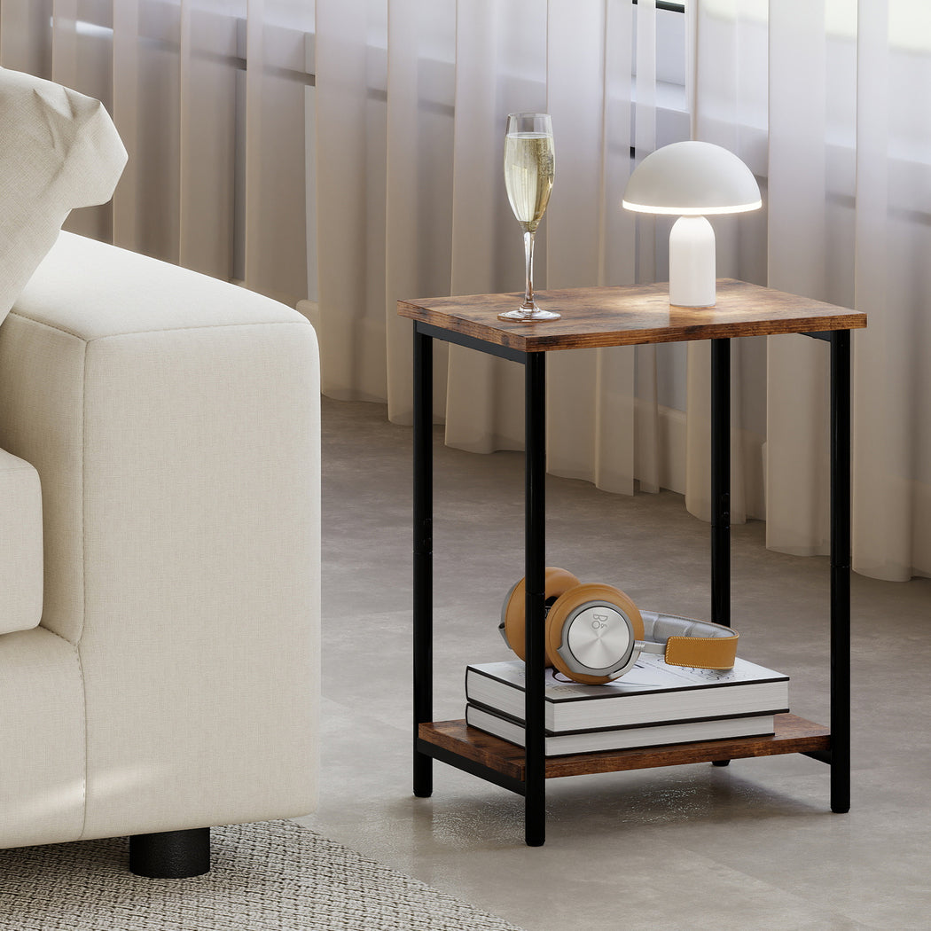 Levede Side Table 2-Tier Industrial Vintage End Table Storage Shelf Nightstand-2050059016343785478