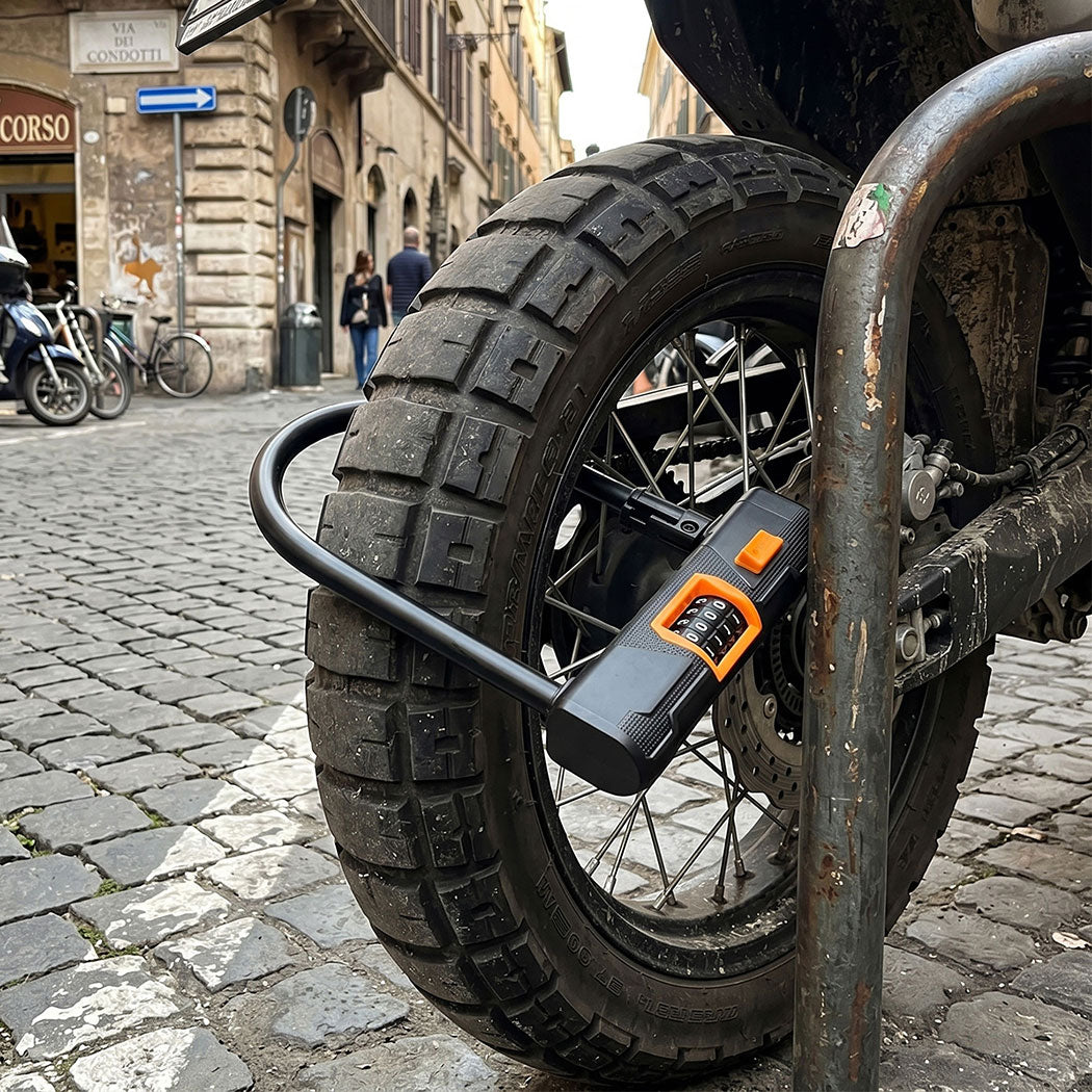Bike Lock 4 Digit Combination Bicycle D Lock Security Cable Anti Theft Scooter-2072893582364250118