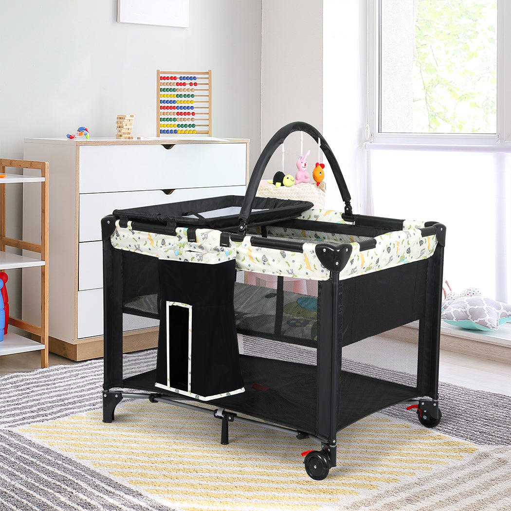 BoPeep Baby Cot Bed Crib Portable Bassinet Black-2006733207525003270
