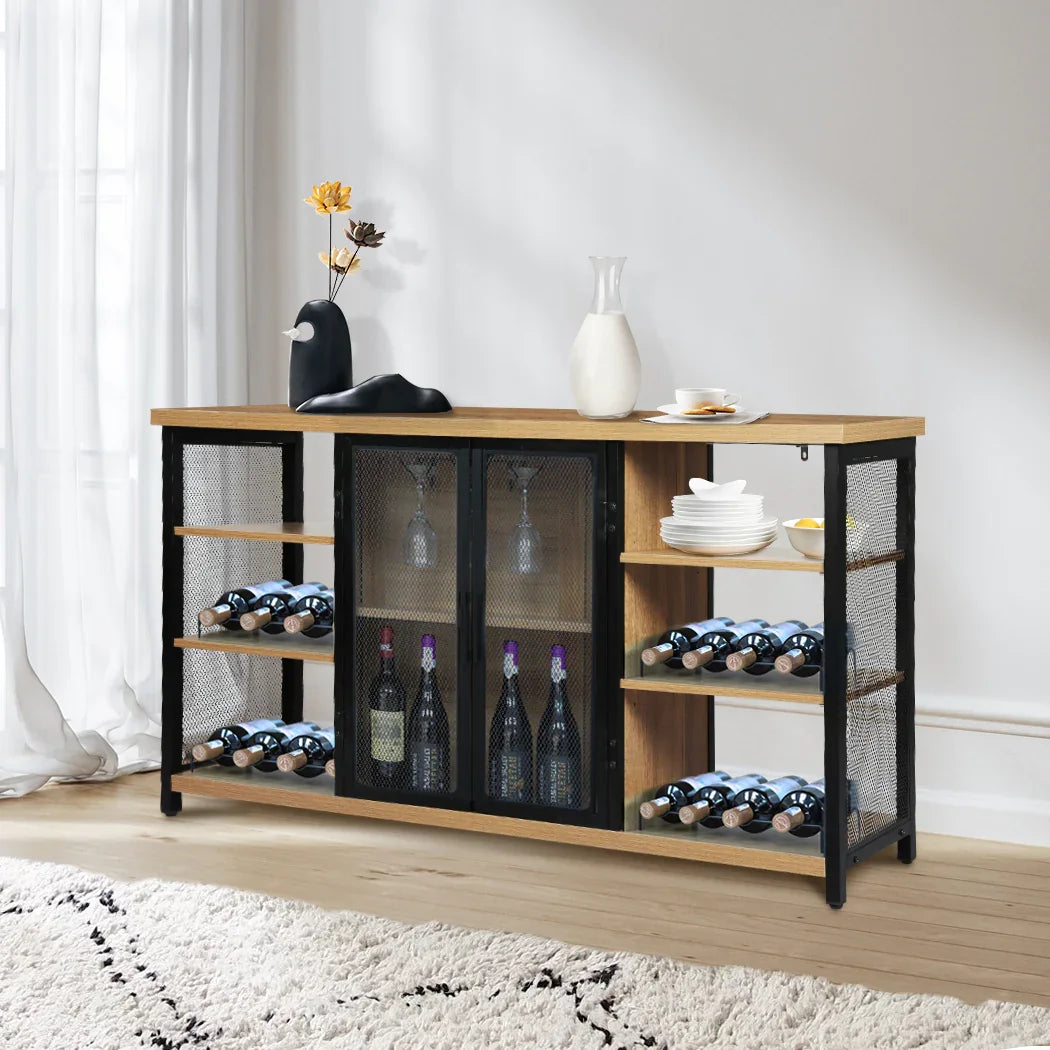 Levede Bar Cabinet Buffet Sideboard Oak-2018816921012670470