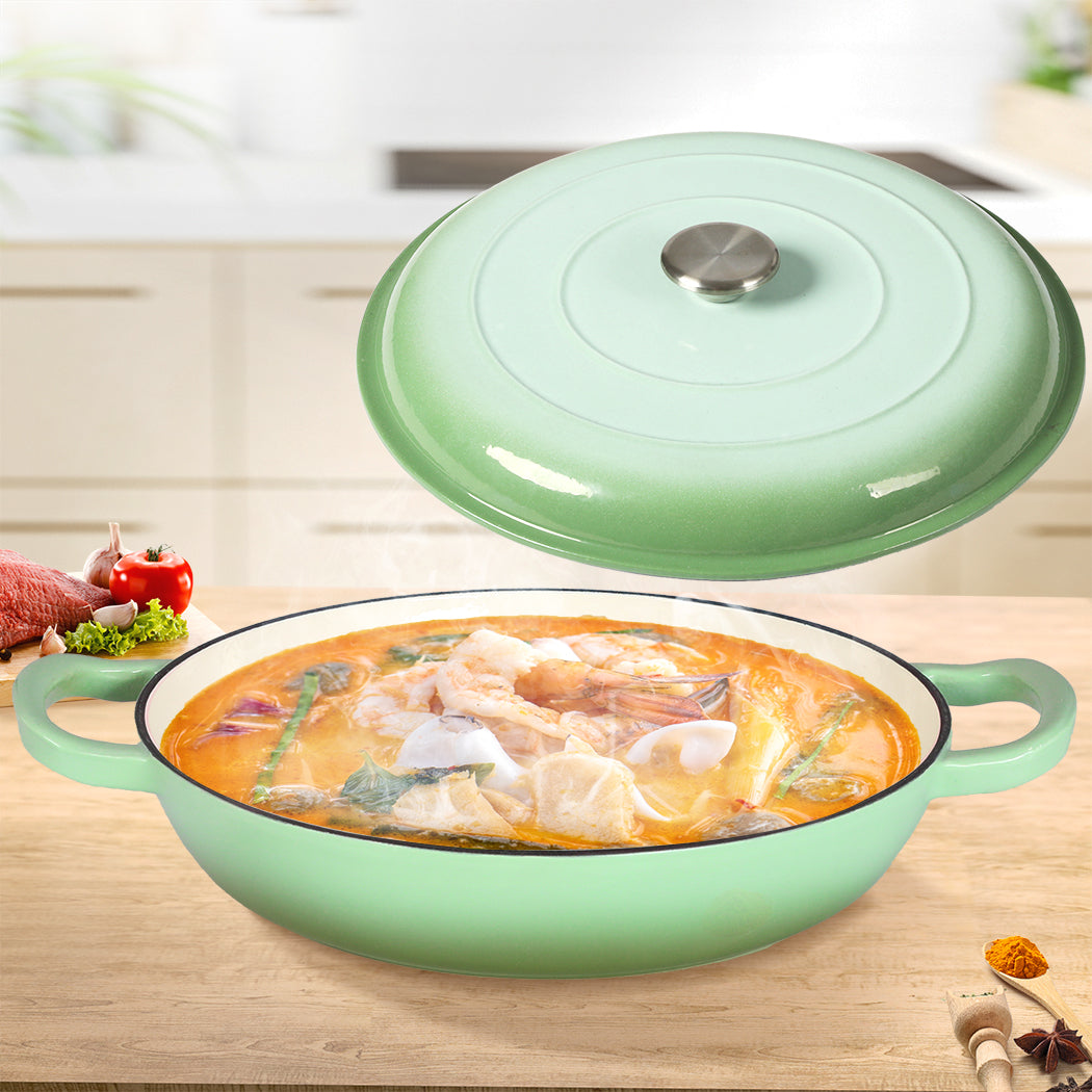 TOQUE 3.5L Enamel Dutch Oven Pan in Green Colour-1864184348740292614