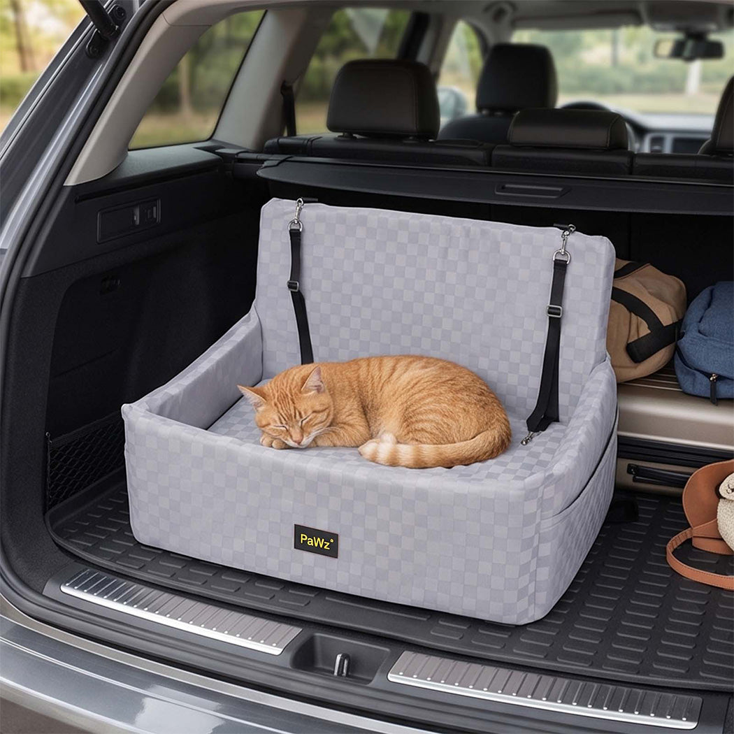 Pawz Large Dog Car Seat Booster Plush Dual-Side Portable Travel Bed Grey-2100034993228222470