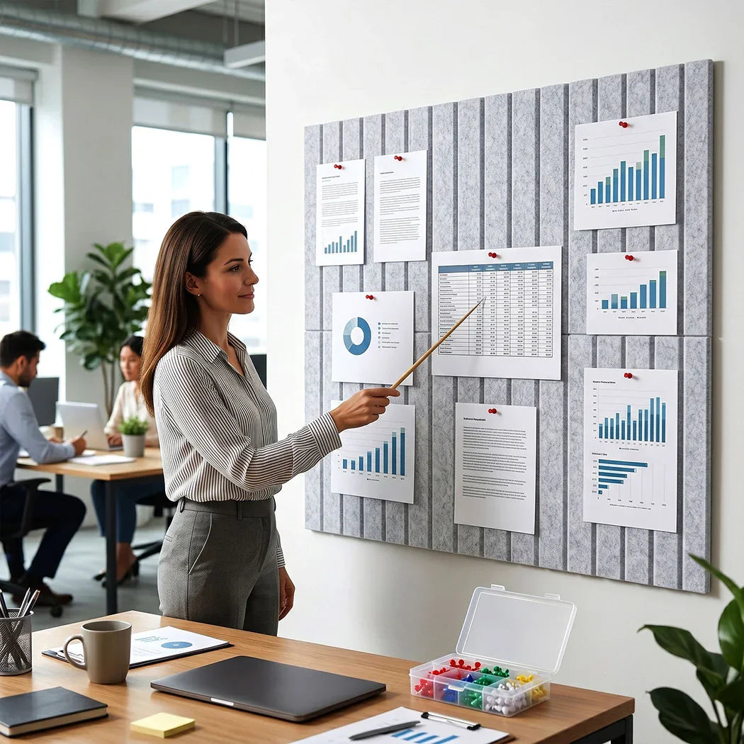 Levede Cork Boards Alternative Photo Display Board 6 Pcs 30cmx30cm Coustic Grey-2050059006482976774