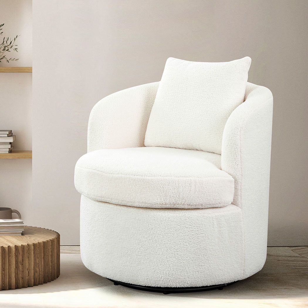 Levede Fleece Swivel Chair-1894516730991087622