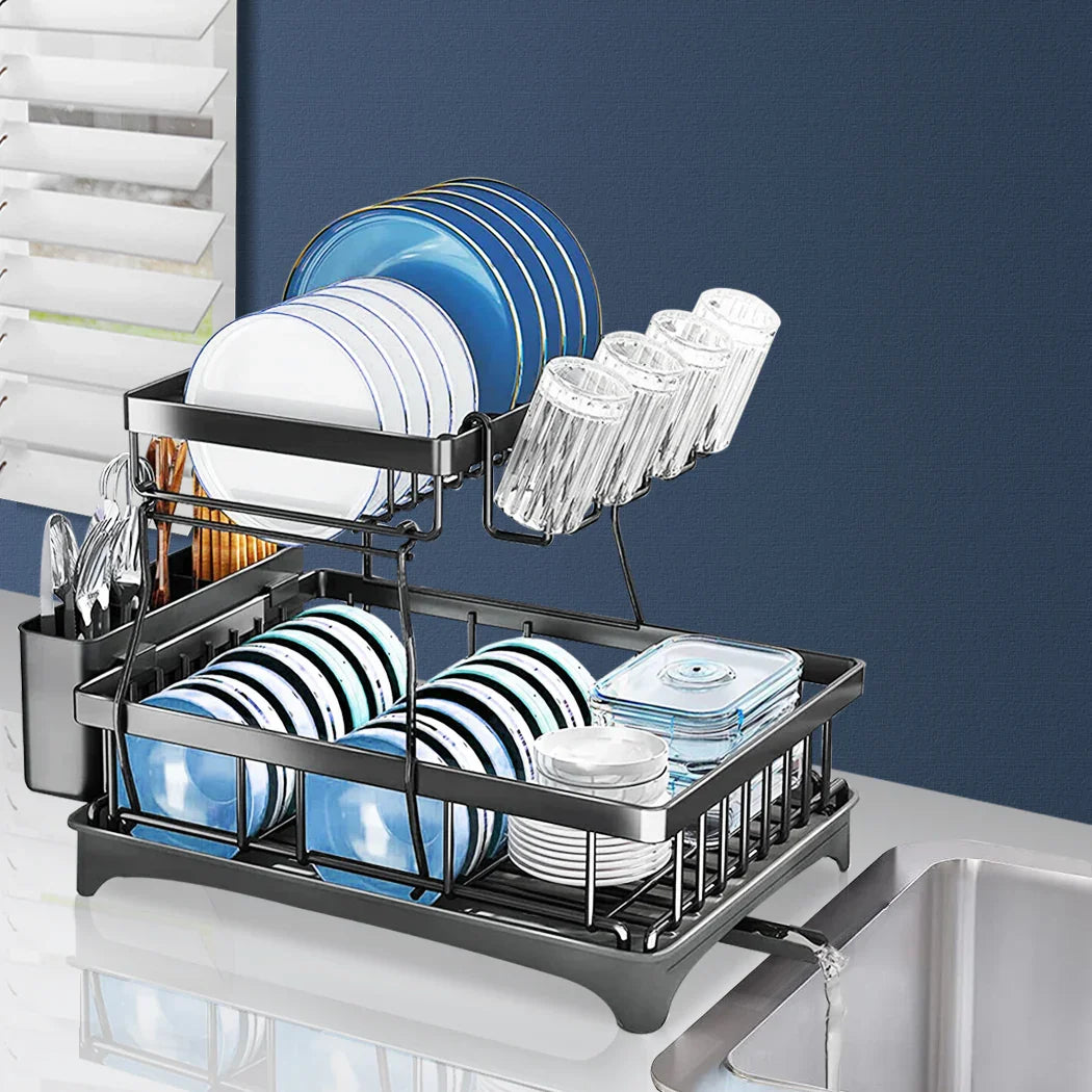 TOQUE Detachable Dish Drying Rack Cutlery Black-2018816695673688070