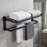 Levede Towel Rack Bathroom 2 Bars Rail Holder Wall Mounted Storage Shelf Black-2050059022438109190