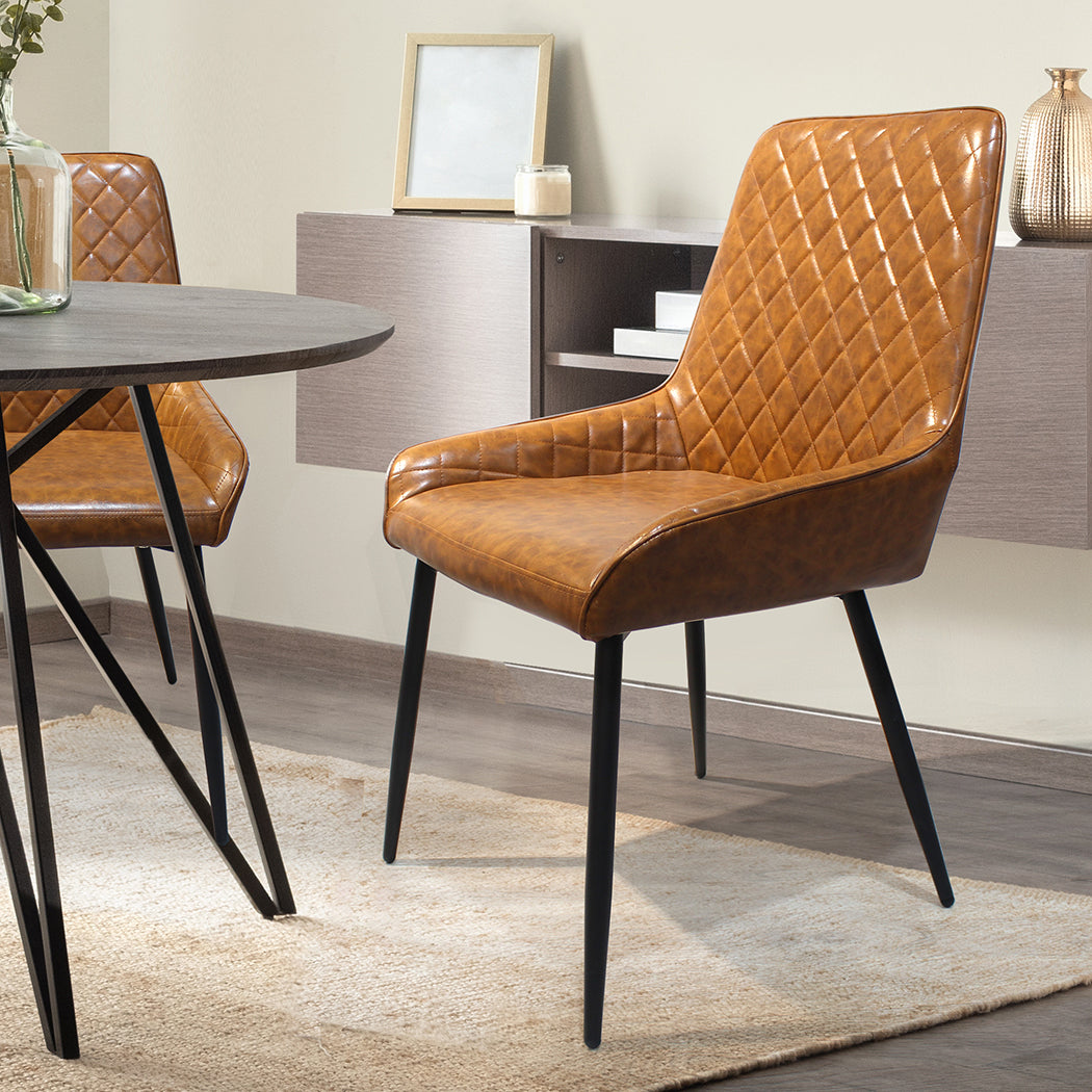 Dining Chairs x 4 Padded Seat PU Faux Leather-2065254414712705030