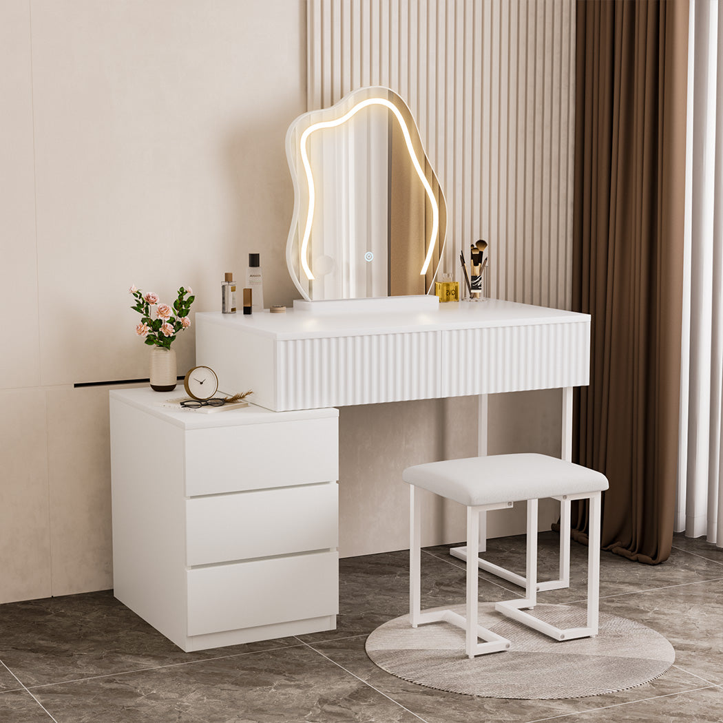 Levede Dressing Table Stool Set with Mirror Led-1894516789329661958