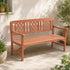Levede 3 Seater Garden Bench Eucalyptus Wood Outdoor Patio Backrest Red Brown-2100034983359025158