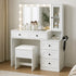 Levede Dressing Table Vanity Desk with LED Mirror 5 Drawers Charging White-2100035036114980870
