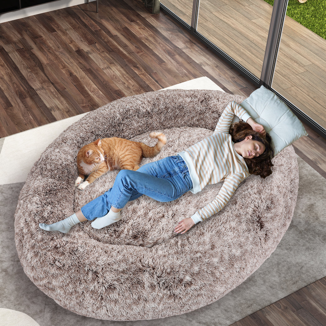 TheNapBed 1.8m Human Size Pet Bed Fluffy Brown-2018816913785884679
