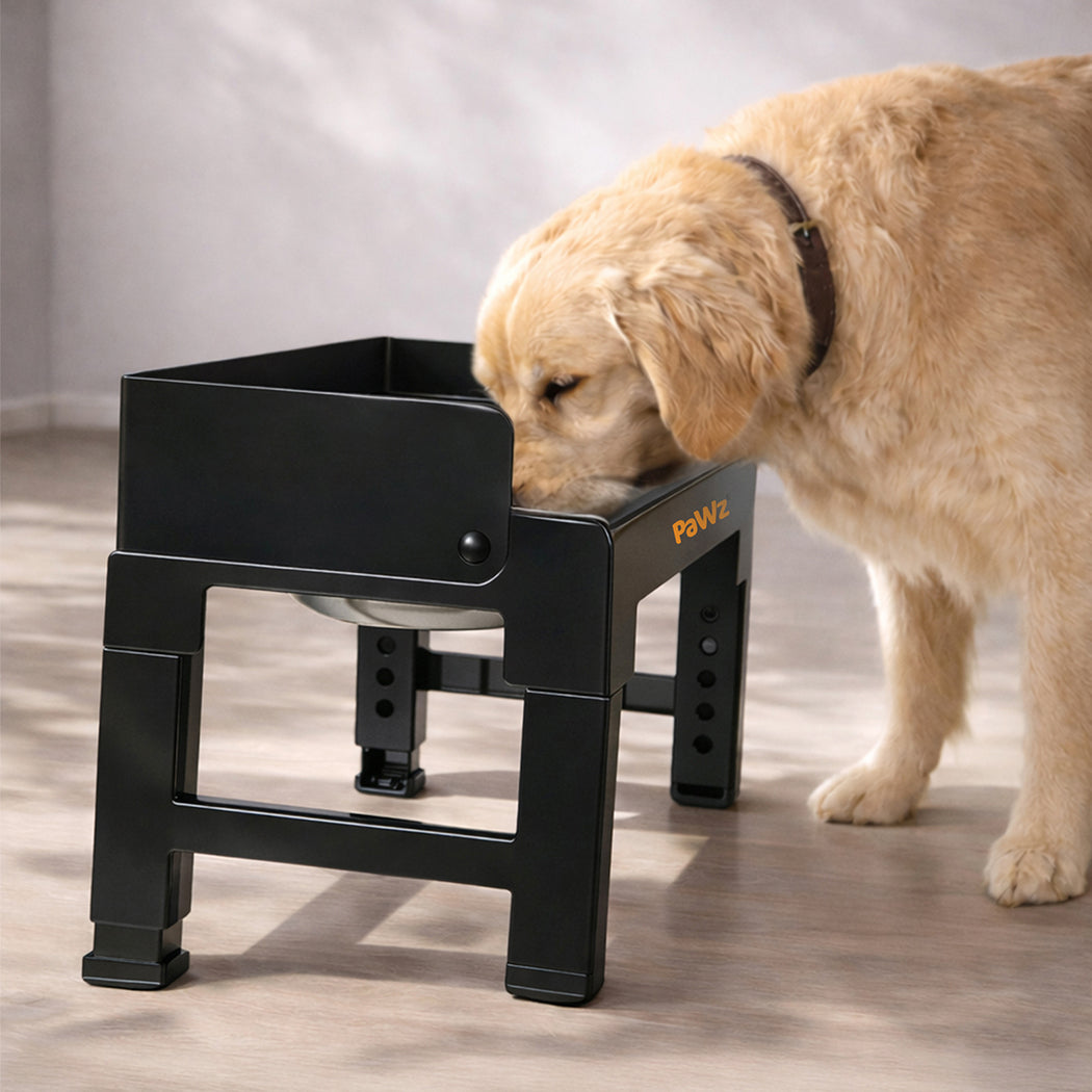 Pawz Elevated Dog Bowls Pet Feeder 6 Height Adjustable Raised Food Water Large-2050056766900801542