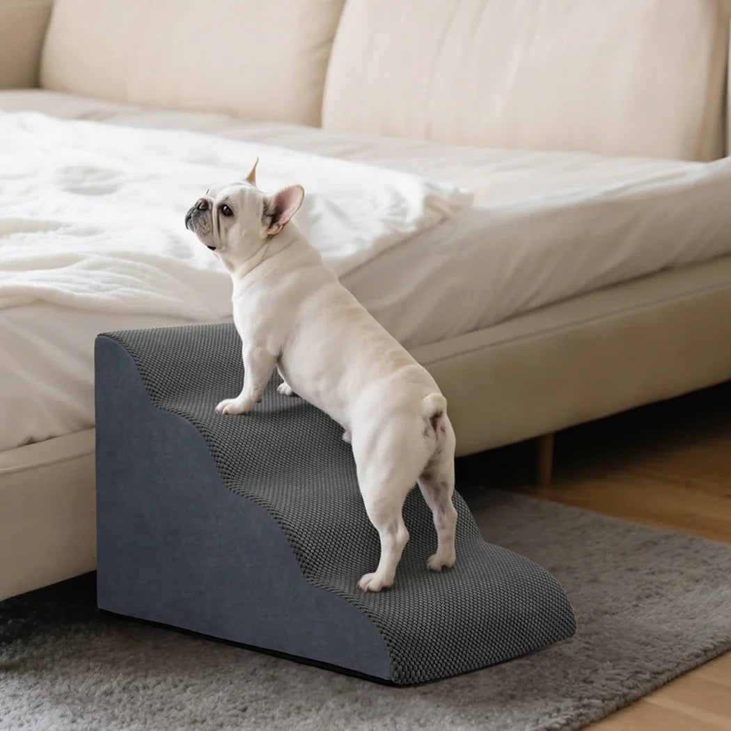 Pawz 4 Steps Pet Stairs Dog Ramp High Density Foam Grey-2029387209974616070