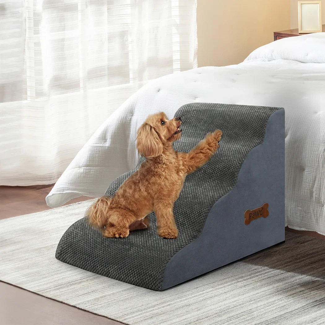 Pawz 4 Steps Pet Stairs Dog Ramp High Density Foam Grey-2018816756843417606