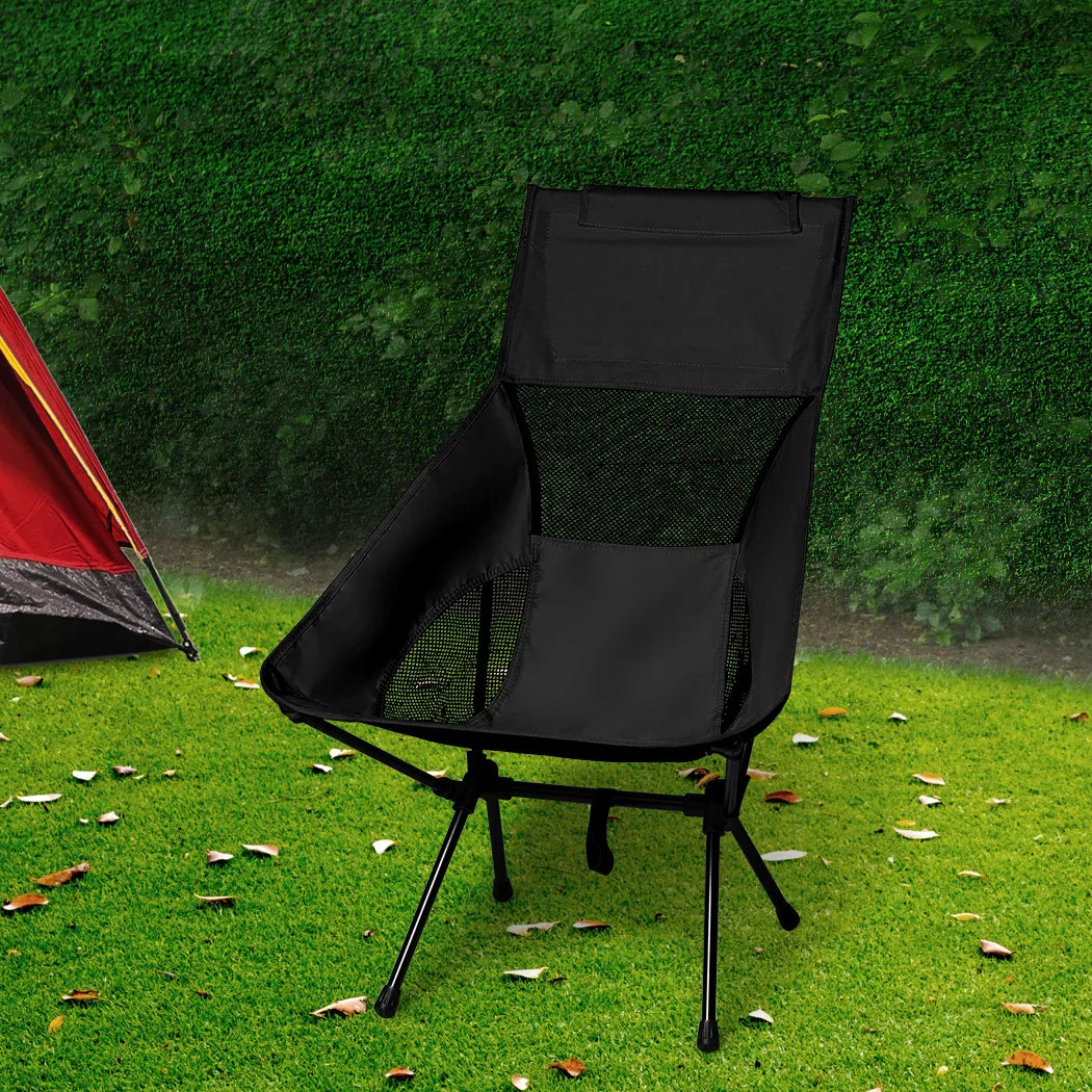 Levede Camping Chair Folding Outdoor Large Black-2018816670809853958