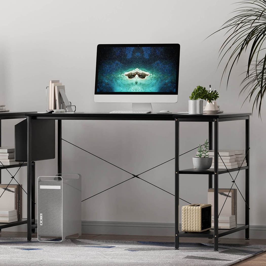 Levede L Shaped Computer Desk Home Desk Black