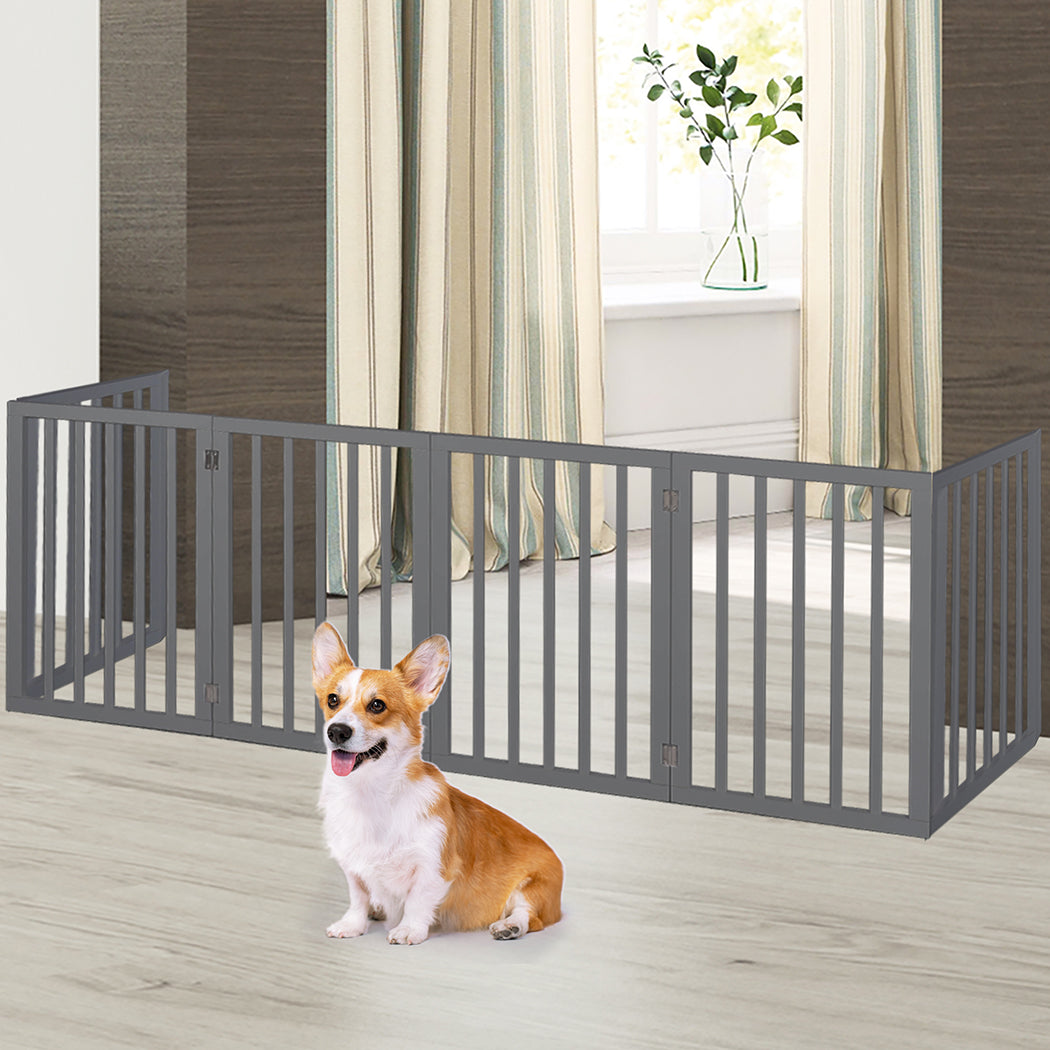 PaWz Wooden Pet Gate Dog Fence Safety Grey 100 Pack-1864184510581706758