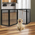 PaWz 4 Panels Wooden Pet Gate Dog Fence Black 600x 3MM-2018816800749391878