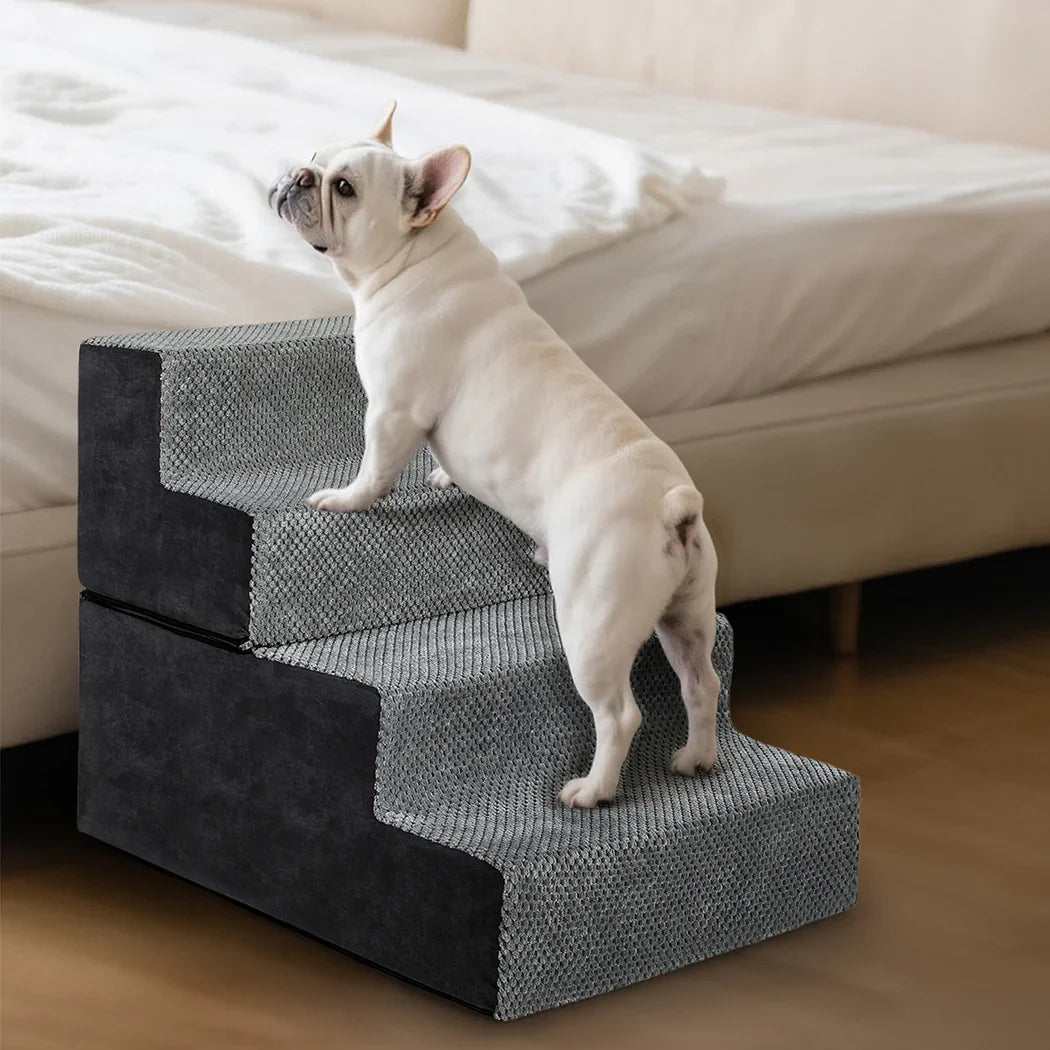Pawz 4 Steps Pet Stairs Dog Ramp High Density Foam Grey-2006732767437656070