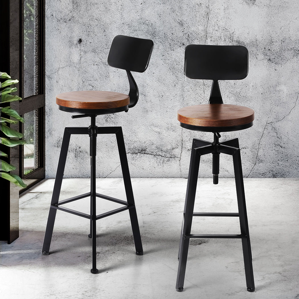 Levede 4x Bar Stool Kitchen Wooden Metal-1864183224641654790