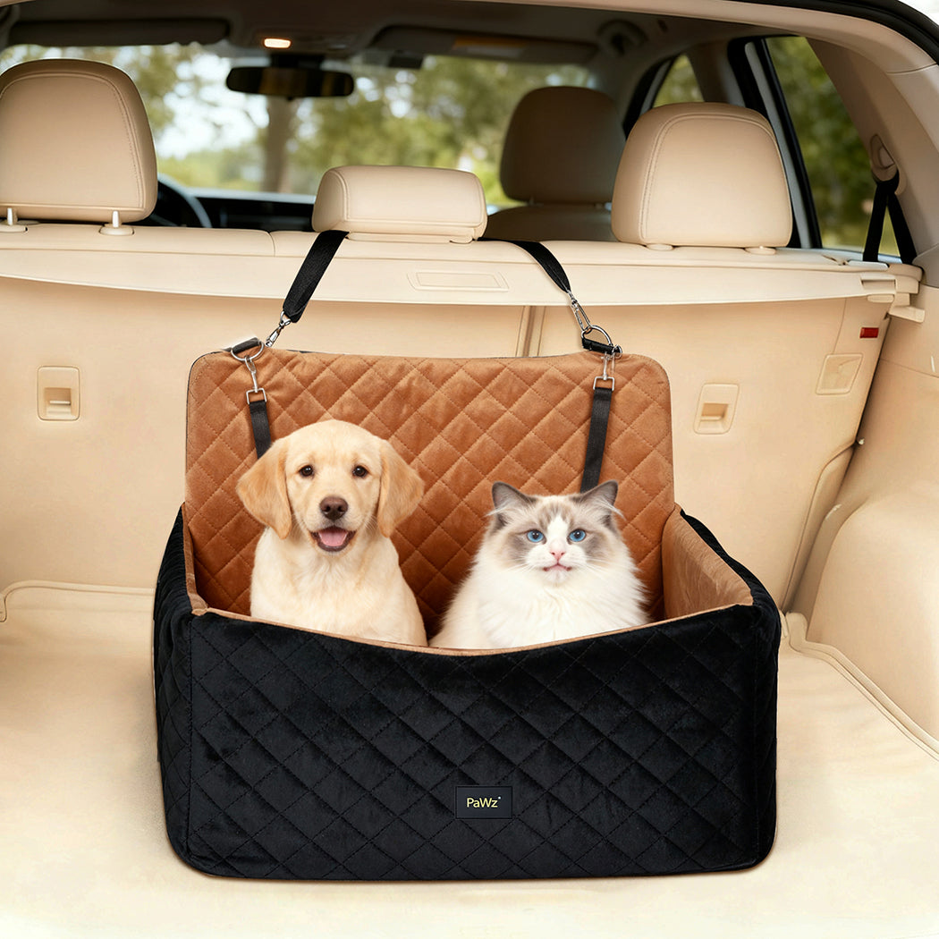 Pawz Dog Car Seat Booster with Safety Belt  Leashes  for Large Sized Dogs Brown-2100034987612049414