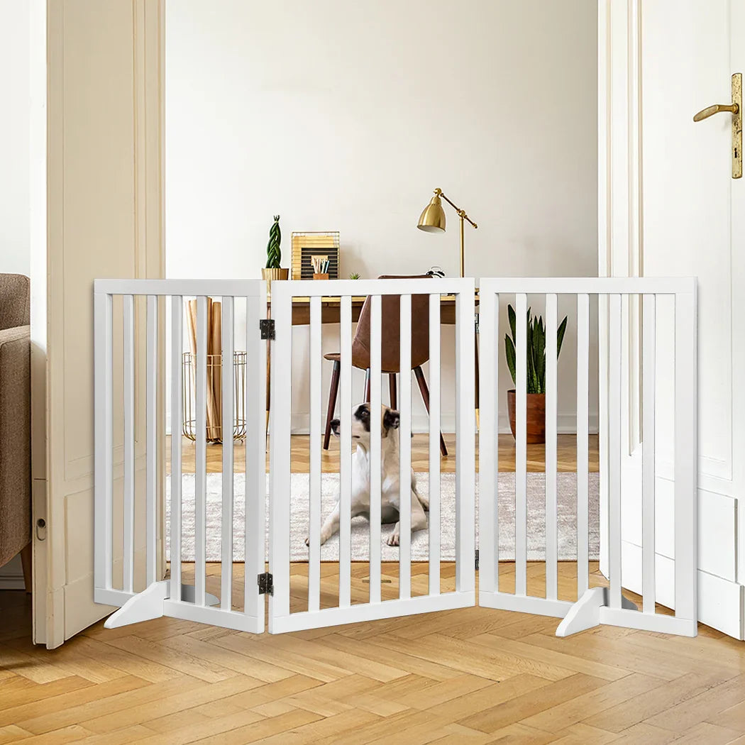 PaWz Wooden Pet Gate Dog Fence Safety White 400x 3MM-2006732963521368070