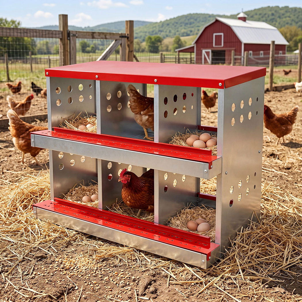 Pawz Chicken Nesting Box 6 Hole 2-Tier Roll Away Egg Collection Galvanized Coop-2072893572729933830