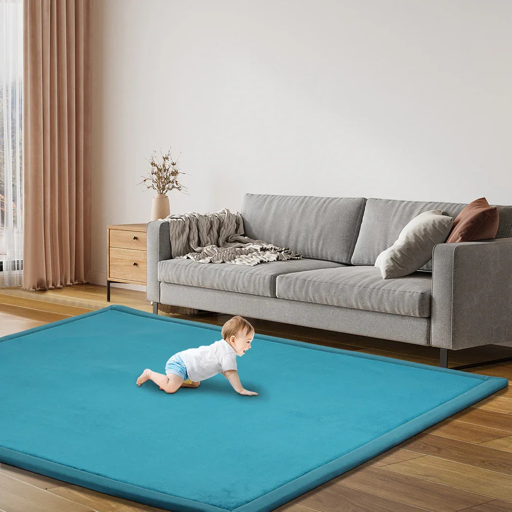 Marlow Coral Velvet Area Rugs Large Mat 150x200cm Blue-2018816778523774982