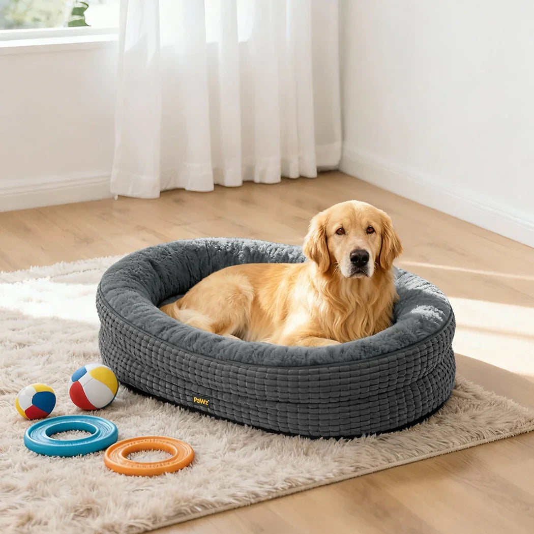 Pawz Orthopedic Plush Dog Bed Soft Washable Pet Bed Grey Cosy Cushion XXL Size-2050056794914557958