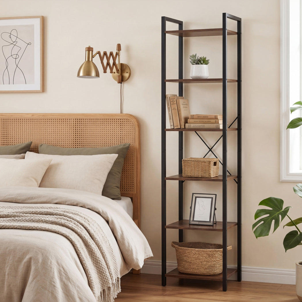 Levede 6 Tier Bookshelf Tall Bookcase Storage Shelf Display Rack Living Room-2072893553054453766