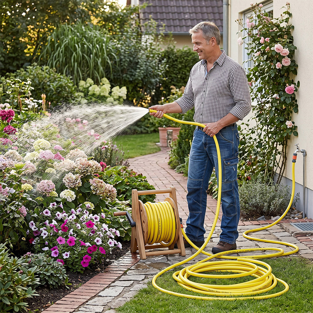 Traderight Hose Pipe 50M 12.5Mm Reinforced PVC for Outdoor Garden Wash Yellow-2109799600708325383