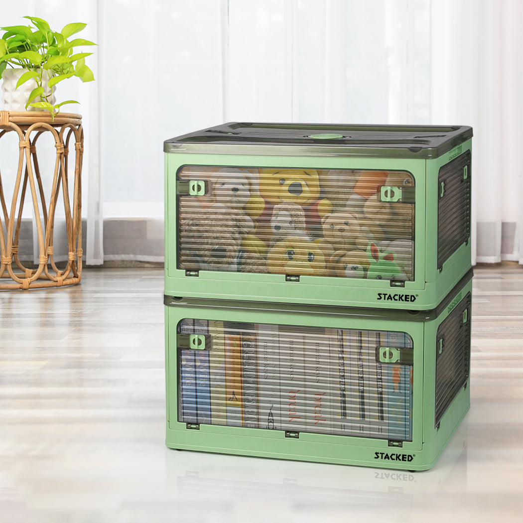 55L Storage Boxes Stackable Container M Green Medium-1942352812931420166