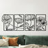 Yezi Metal Wall Art 4Pcs Floral Minimalist Line Decor-2006732700534312966
