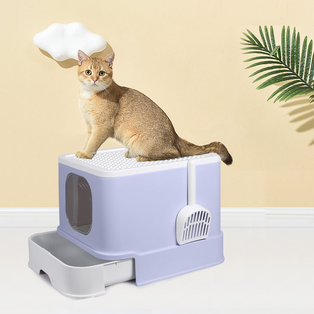 PaWz Cat Litter Box Fully Enclosed Toilet Purple-2018816757032161286