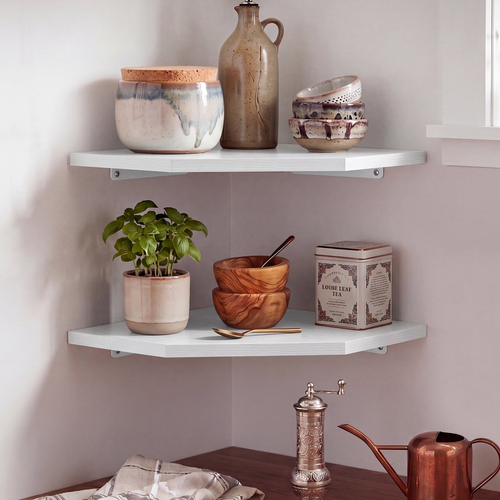 Levede Corner Shelves 2 Pcs Wall Mounted Floating Storage Display Rack Bedroom-2061251869040316422