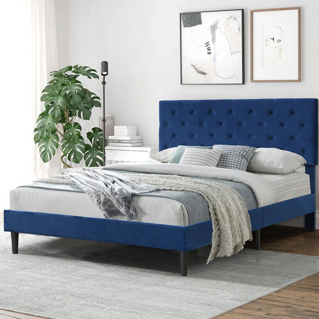 Levede Bed Frame Queen Size Mattress Blue-2006733224277053446