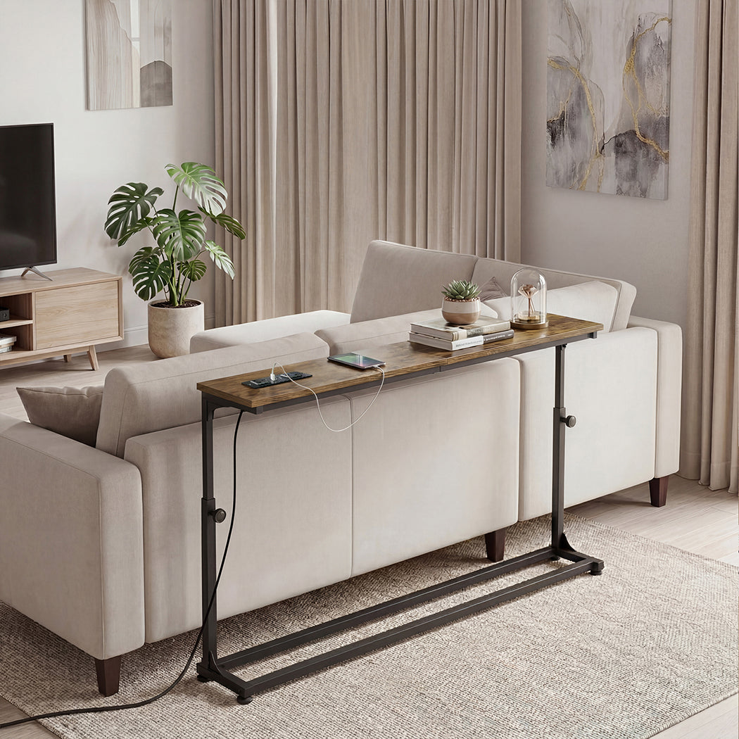Levede Narrow Sofa Table Power Ports Behind Console Side Adjustable Living Room-2050059017300086790
