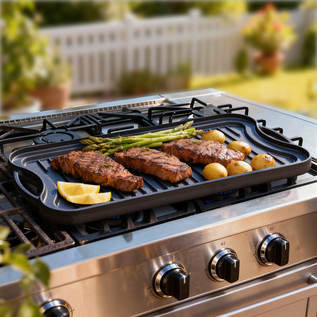 Toque 50.5cm Reversible Cast Iron Griddle Pan Non-Stick-2011971111960580102