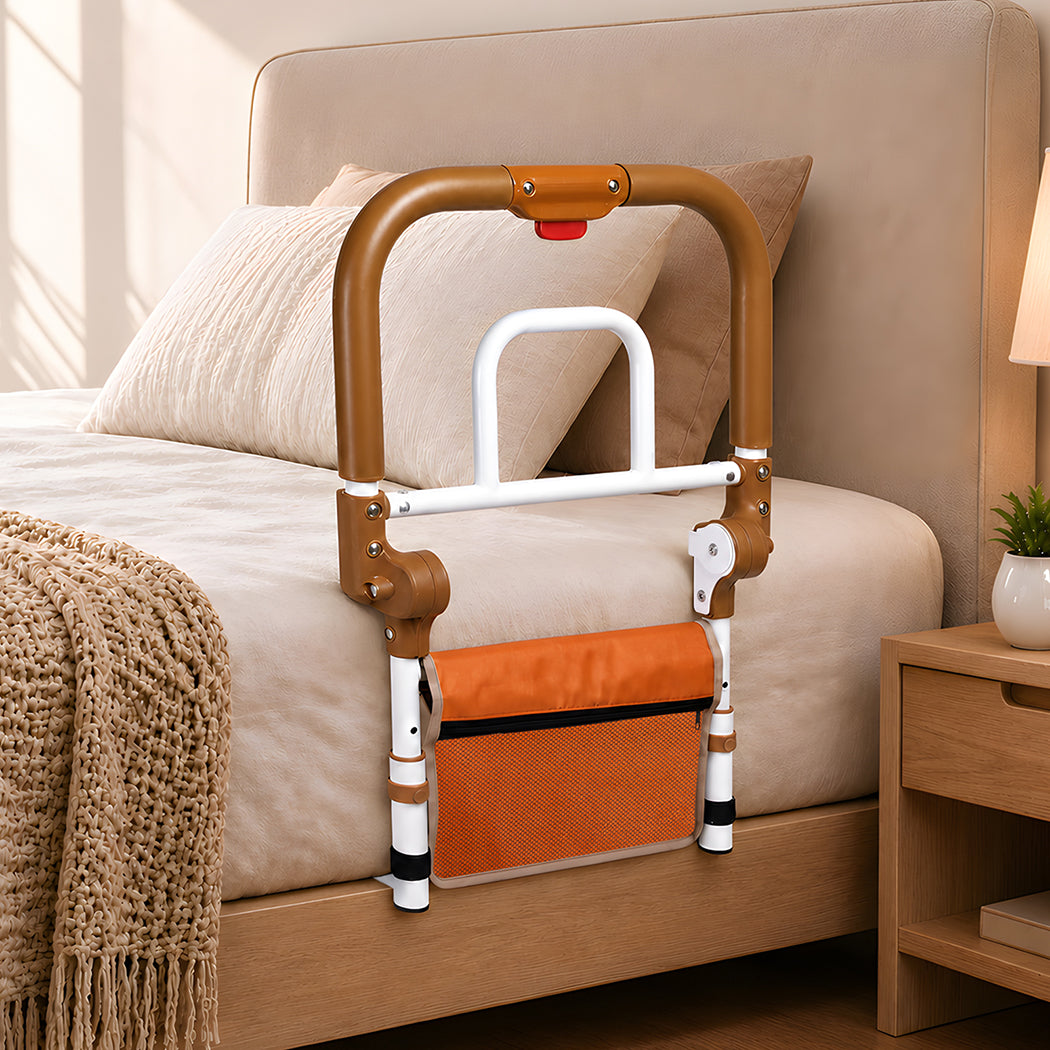 Levede Bed Rail Foldable 2 Handle Adjustable Height Non-Slip Grip Orange-2100034938442223622