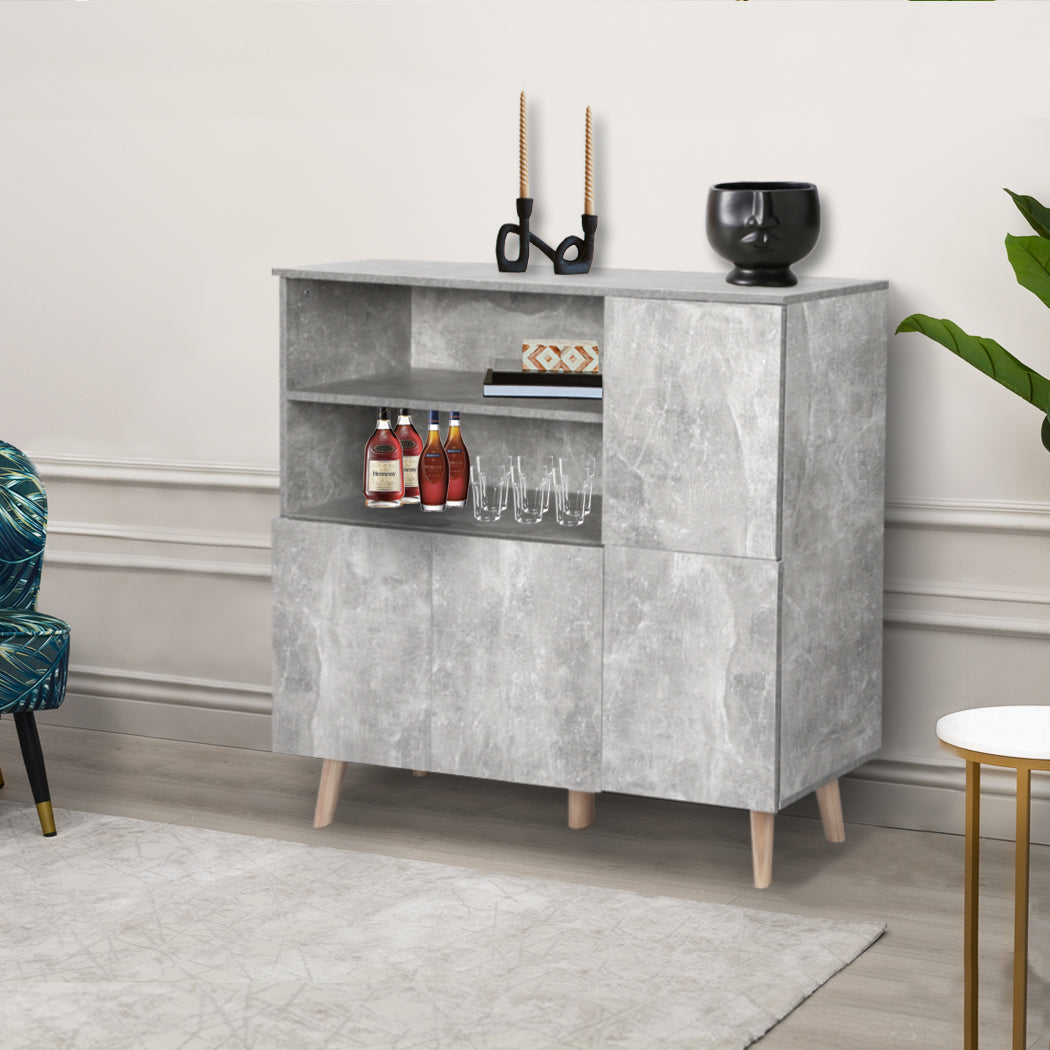 Levede Buffet Sideboard Storage Cabinet Grey-1864183278211305478