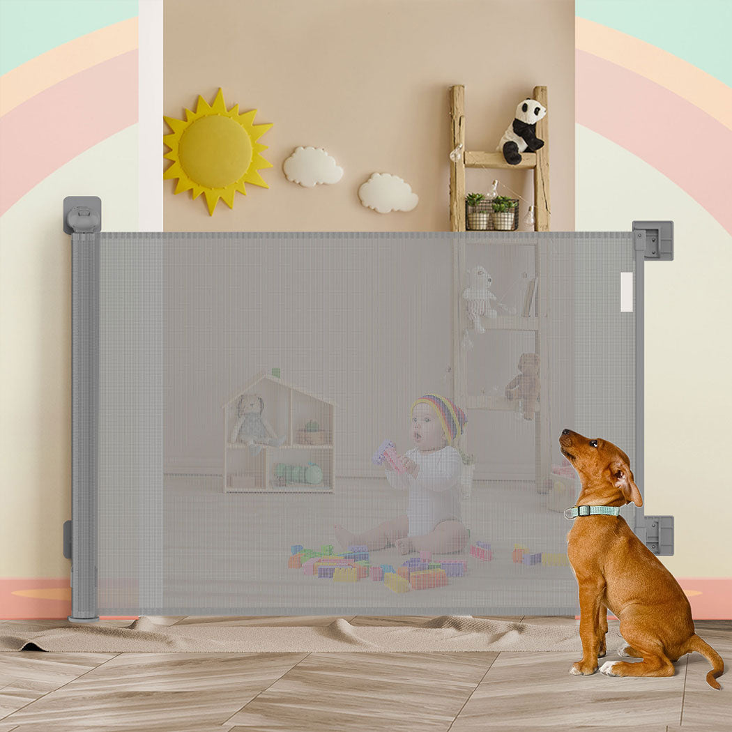 BoPeep Retractable Baby Safety Gates 300cm Grey 300 cm-1910112818594713606
