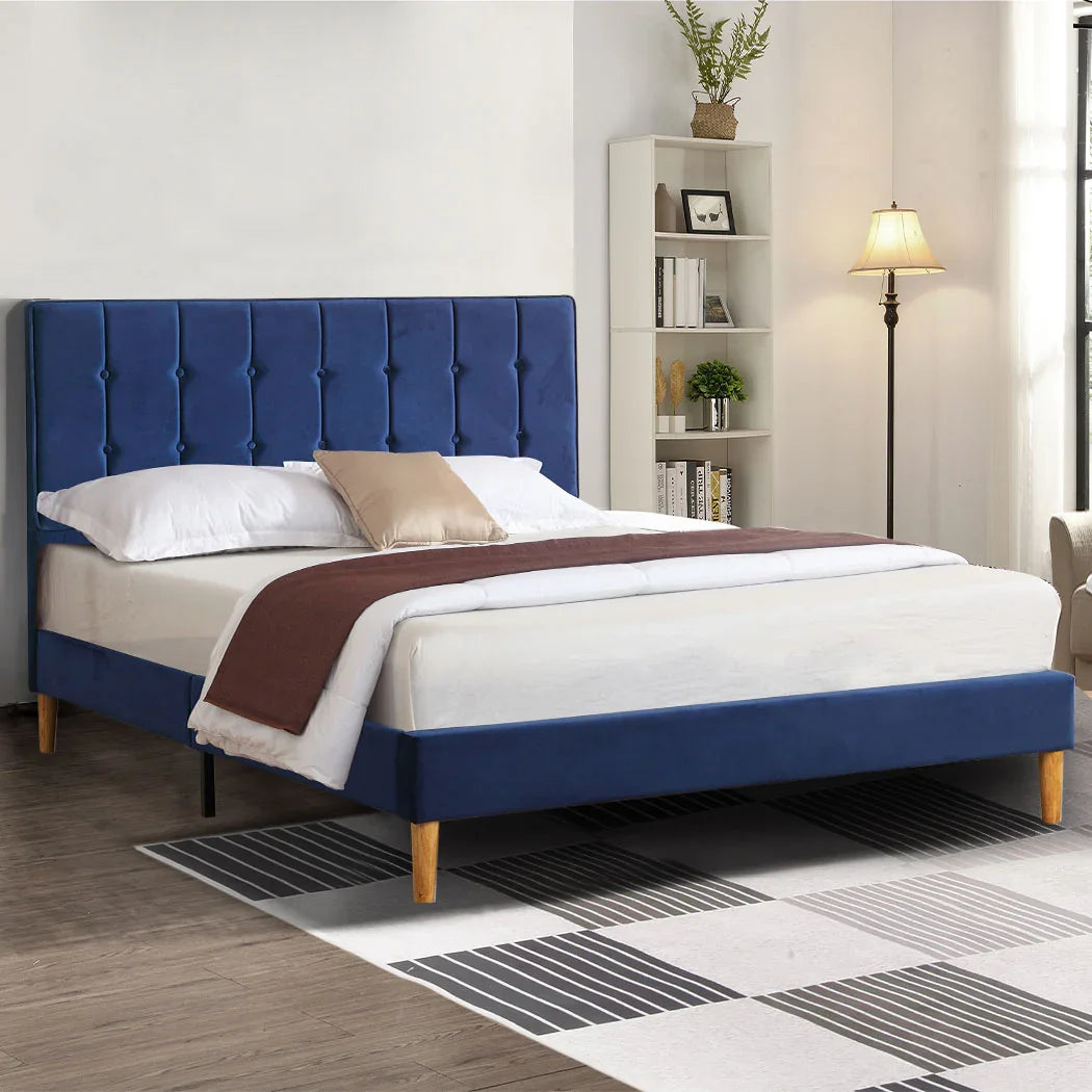 Levede Bed Frame Queen Size Mattress Blue-2006733223769542662