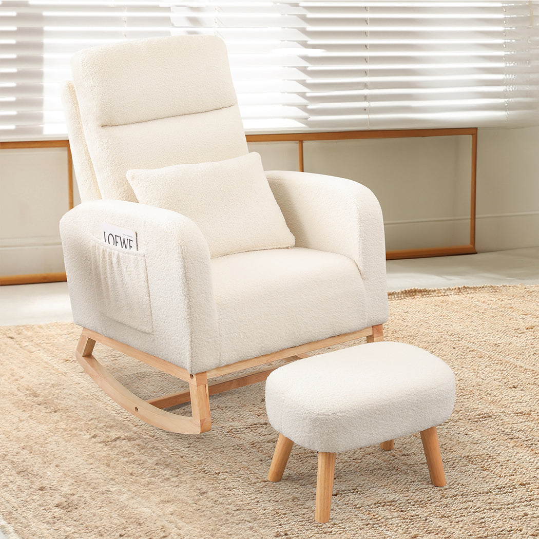 Levede Rocking Chair Ottoman Footrest With Side Pocket-1942353697505939463