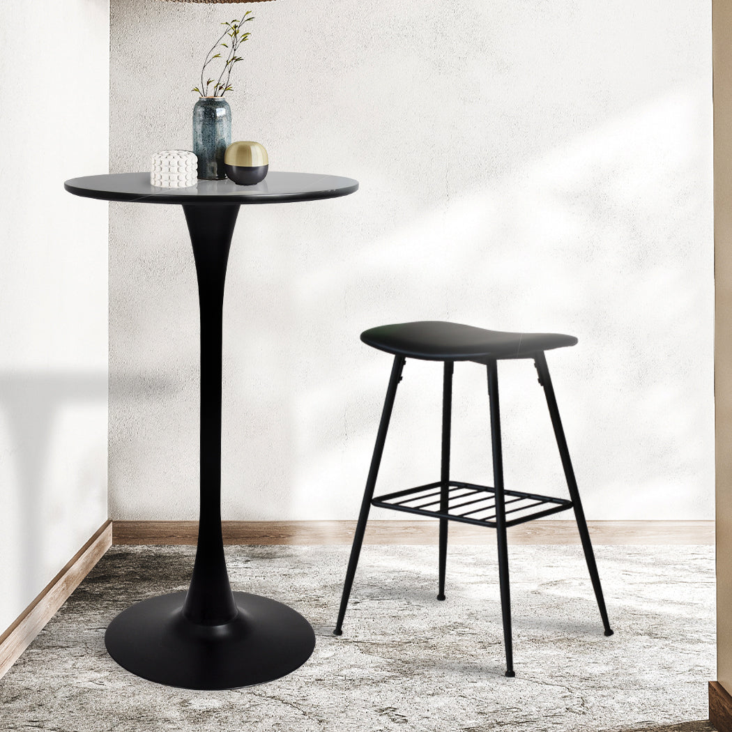 Levede 2x Round Bar Table Pub Tables Black-1864183286969012230