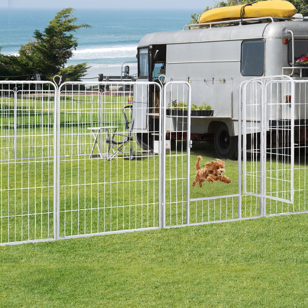 PaWz 8 Panel 40'' Pet Dog Playpen Puppy White 2.5kg Venison-1864183335576801286