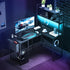 Levede L Shaped Gaming Desk with LED Lights Black-2006732738572455943